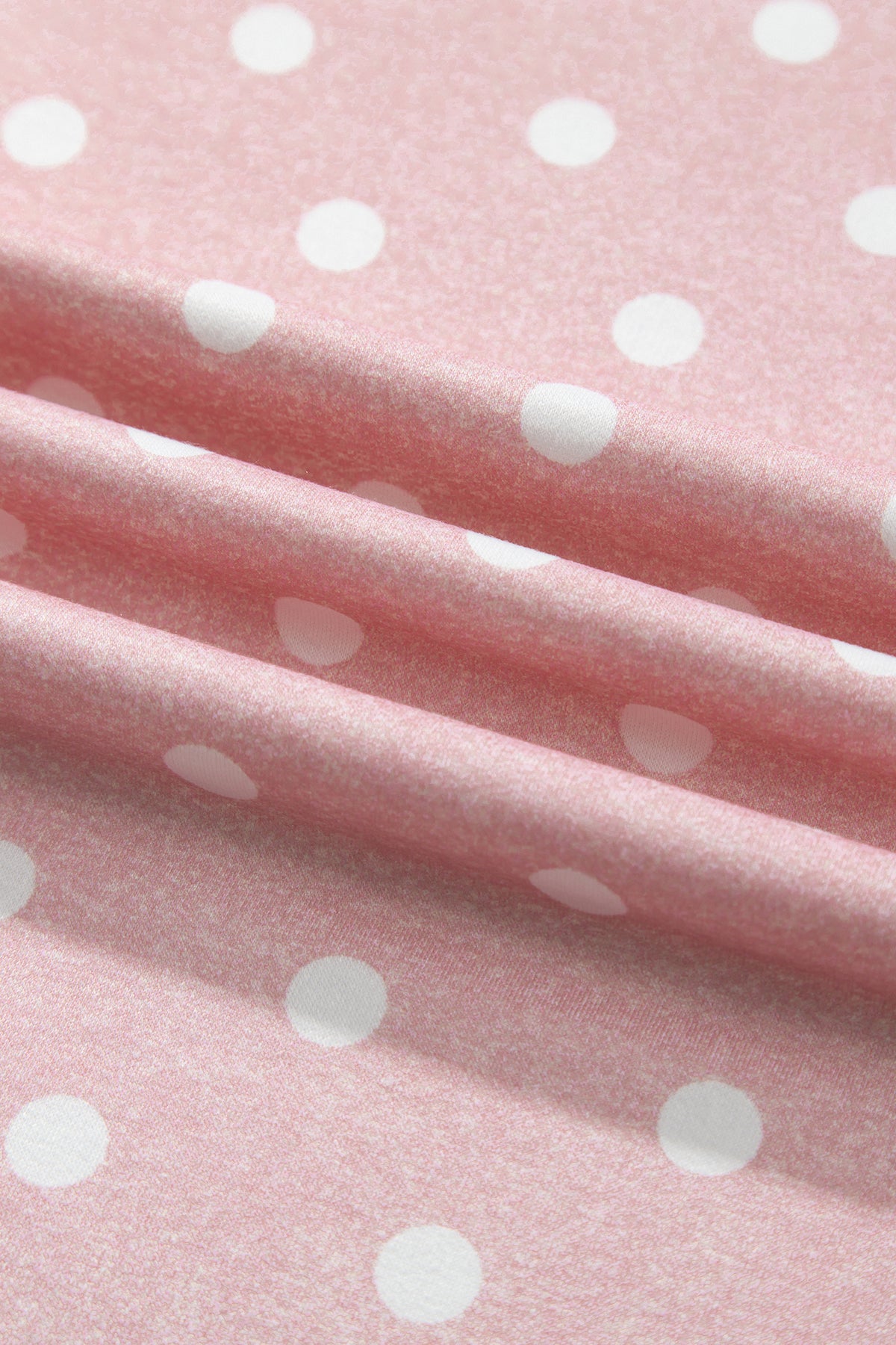 Pink Polka Dot Long Sleeve Top Drawstring Shorts Loose 2pcs Set