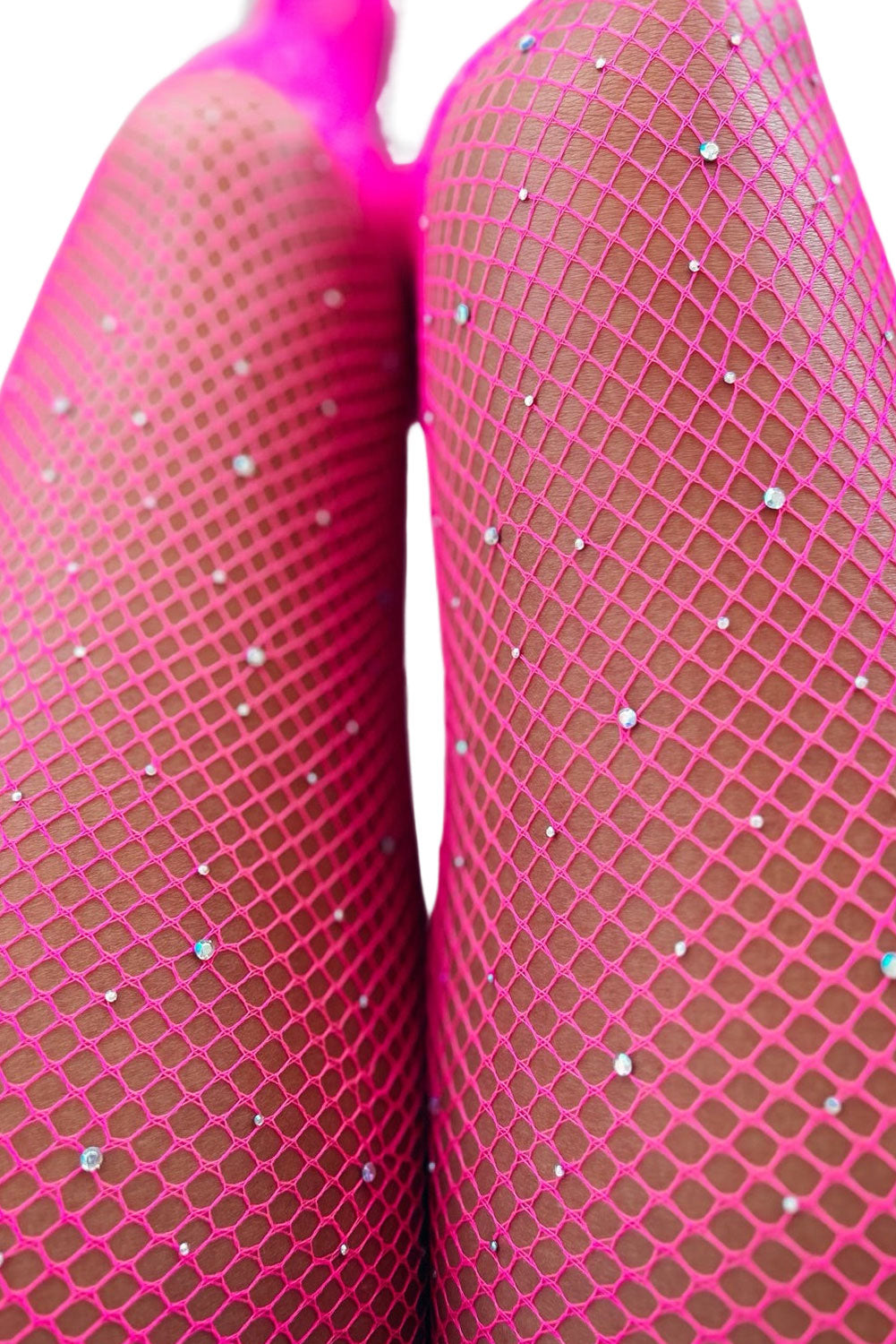 Pantimedias de rejilla sexy con diamantes de imitación de carne 