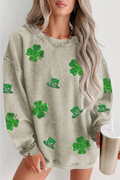 Sweat-shirt graphique vert à paillettes Saint-Patrick