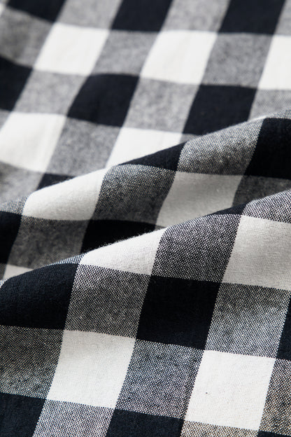 Blue Gingham Plaid Tie Elastic Waist Shift Pants