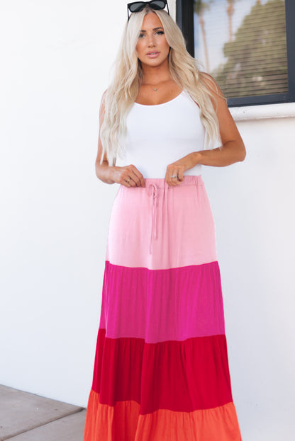 Multicolor Frill Tiered Colorblock A-line Sundress