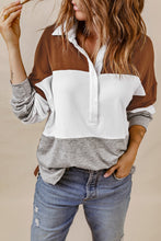 Turn-down Collar Colorblock Pullover Sweatshirt