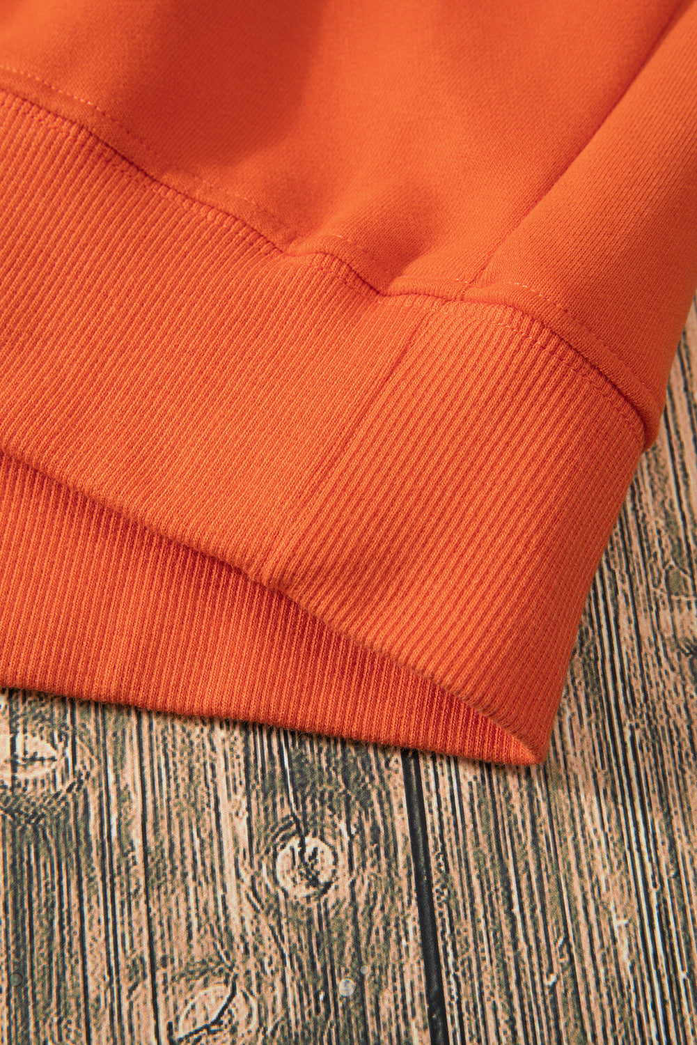 Sweat-shirt en tissu éponge orange roux uni doublé en polaire à épaules tombantes