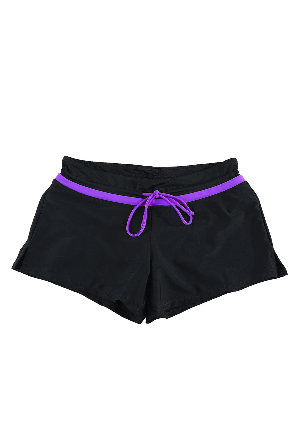 Violet Strap Trim Black Women Swim Boardshort