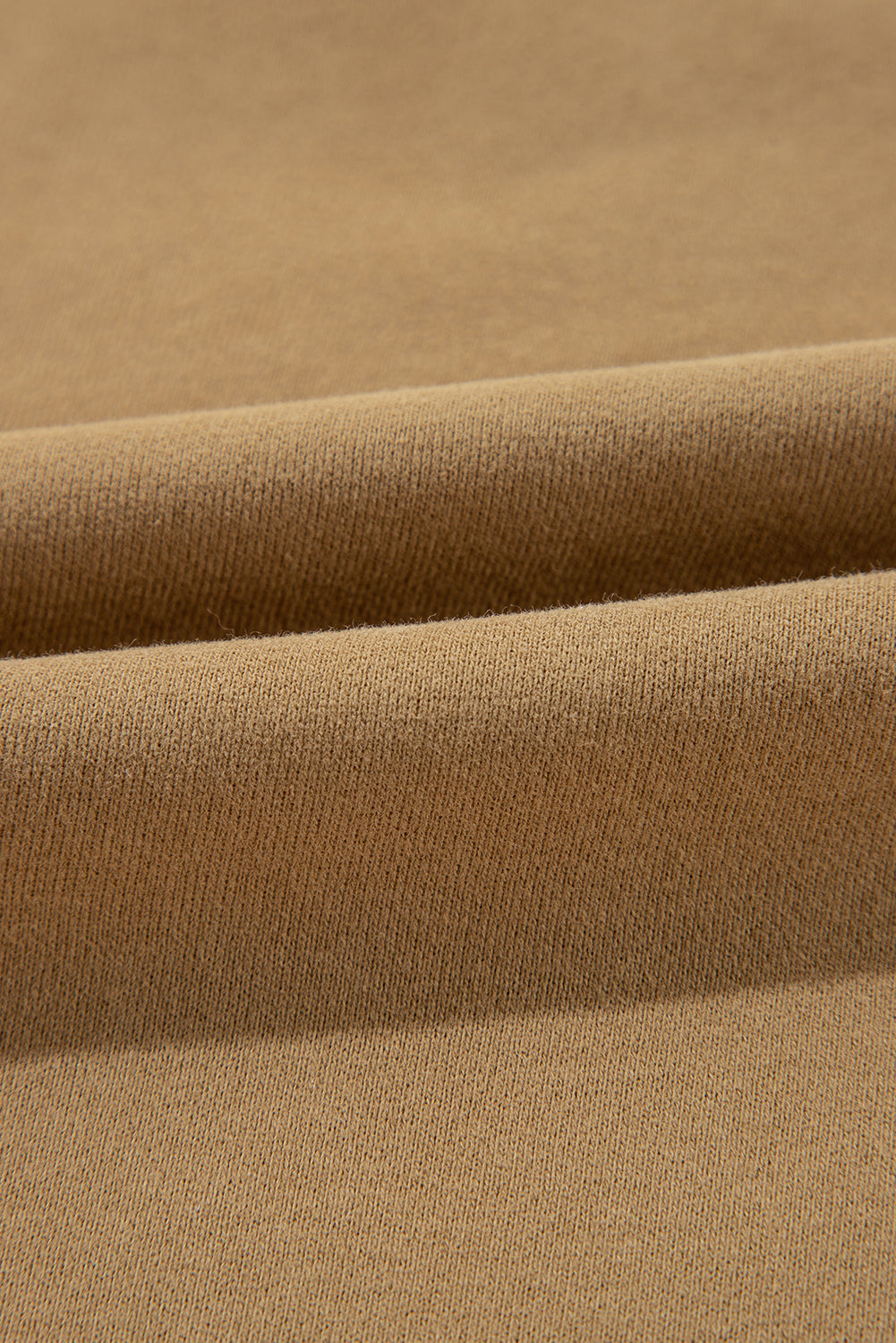 Camel Solid Fleece Lined Drop Shoulder High Low Sweatshirt