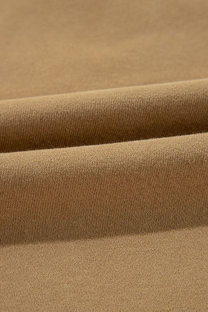 Camel Solid Fleece Lined Drop Shoulder High Low Sweatshirt