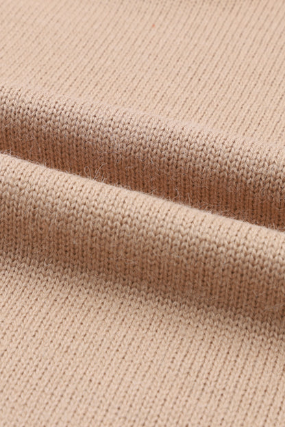 Jersey de punto con hombros caídos y cuello alto con bloques de color caqui