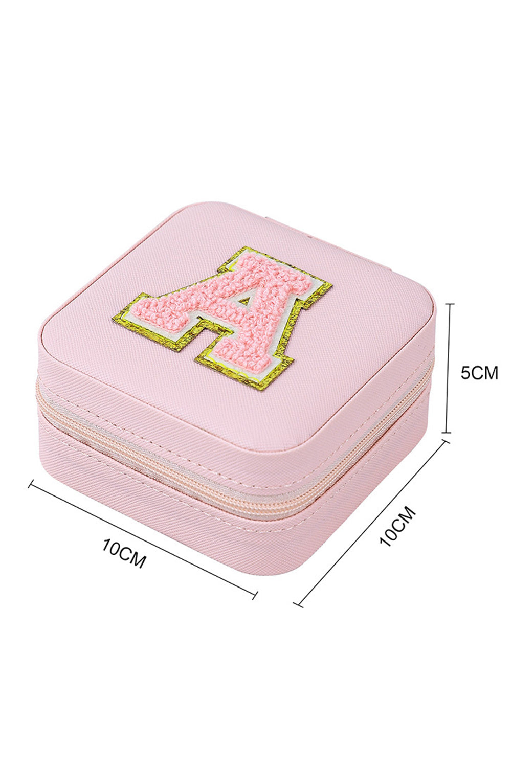 Coffret à bijoux graphique en chenille rose avec miroir