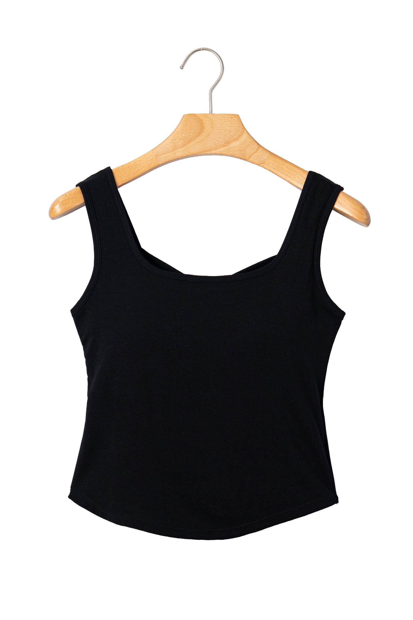 Black Twisted Cross Back Sleeveless U Neck Bra Insert Tank Top