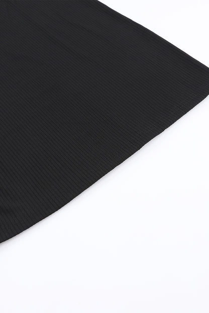 Ensemble haut court côtelé et pantalon long de couleur unie 