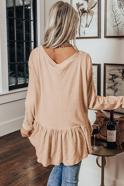 Chemise unie à volants et col en V boutonnée Jet Stream