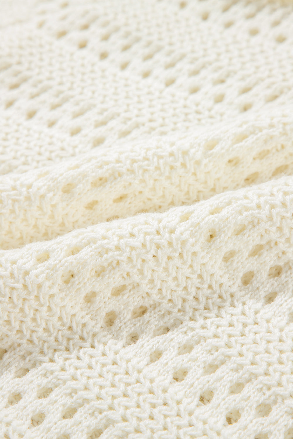 Pull à capuche à manches raglan en tricot pointelle blanc