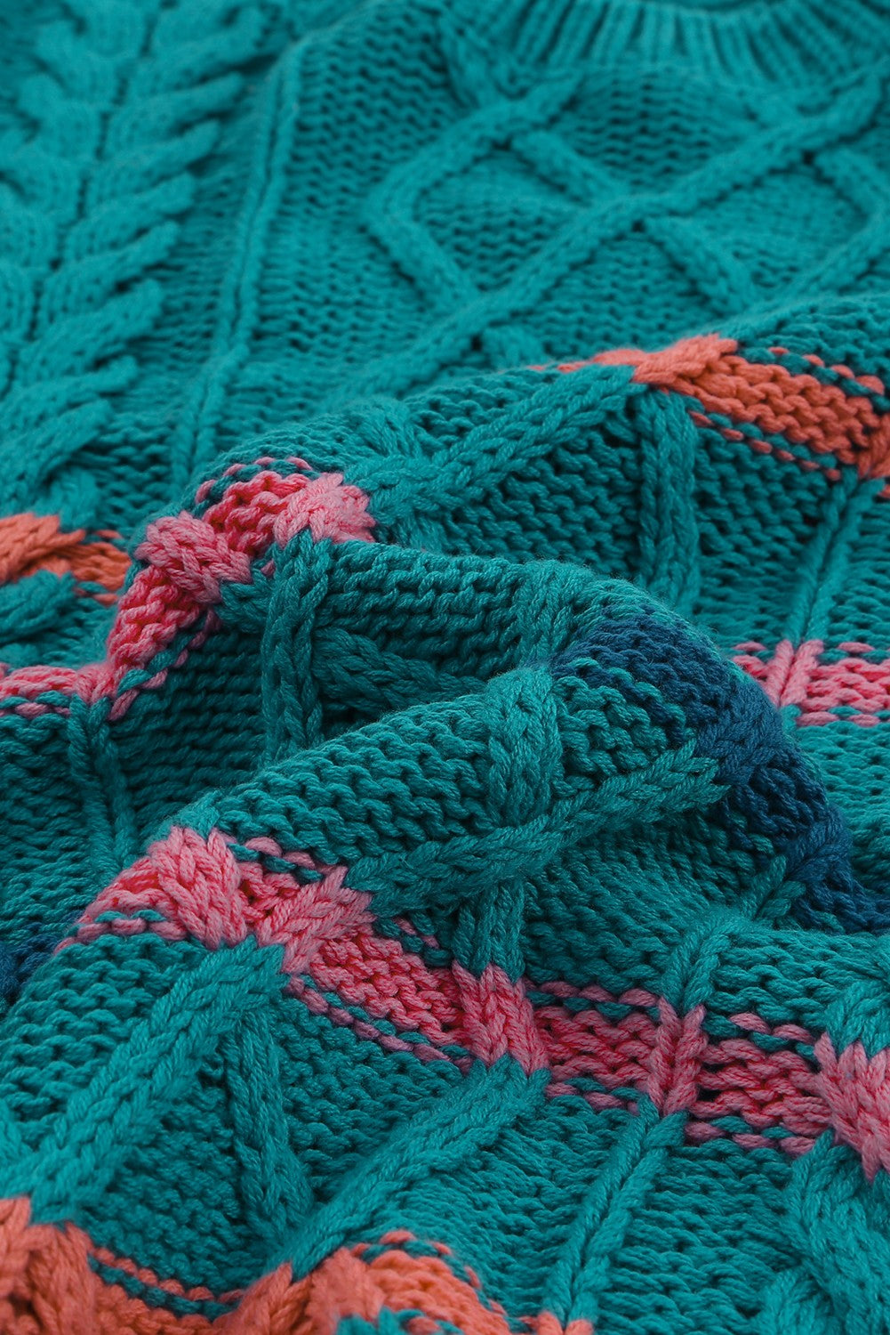 Suéter tipo jersey de punto texturizado con bloques de color a rayas 