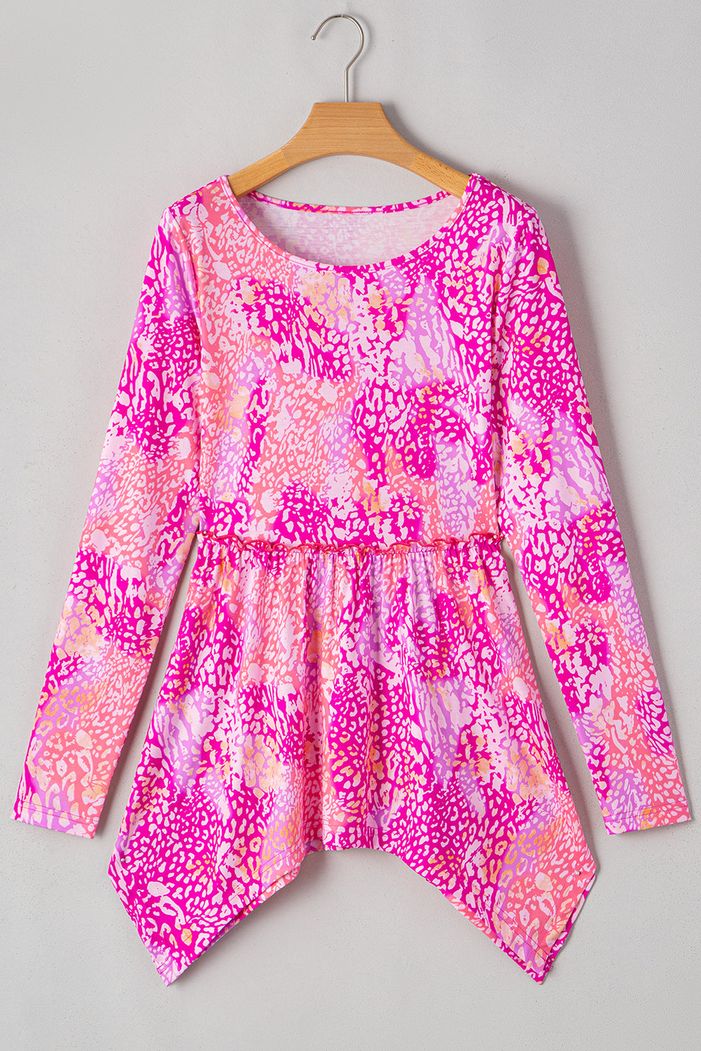 Tunique classique à ourlet mouchoir et imprimé léopard Rose