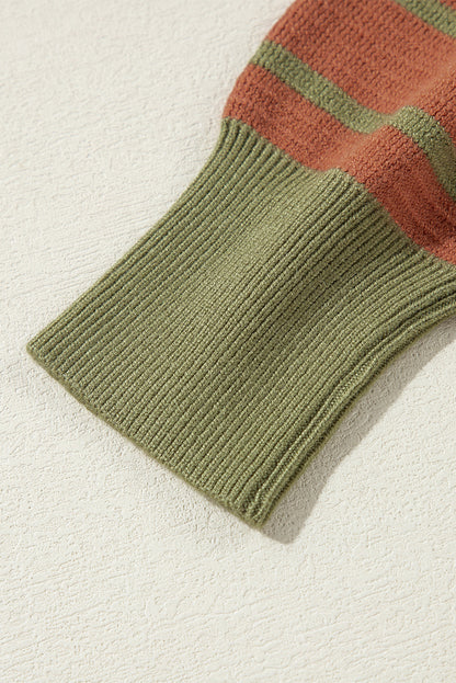 Pull ample à rayures marron, col rond et épaules tombantes