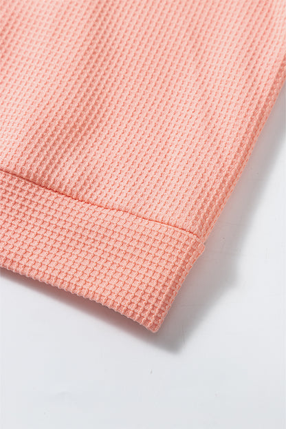 Haut raglan patchwork à manches larges et gaufrées, couleur pamplemousse et orange