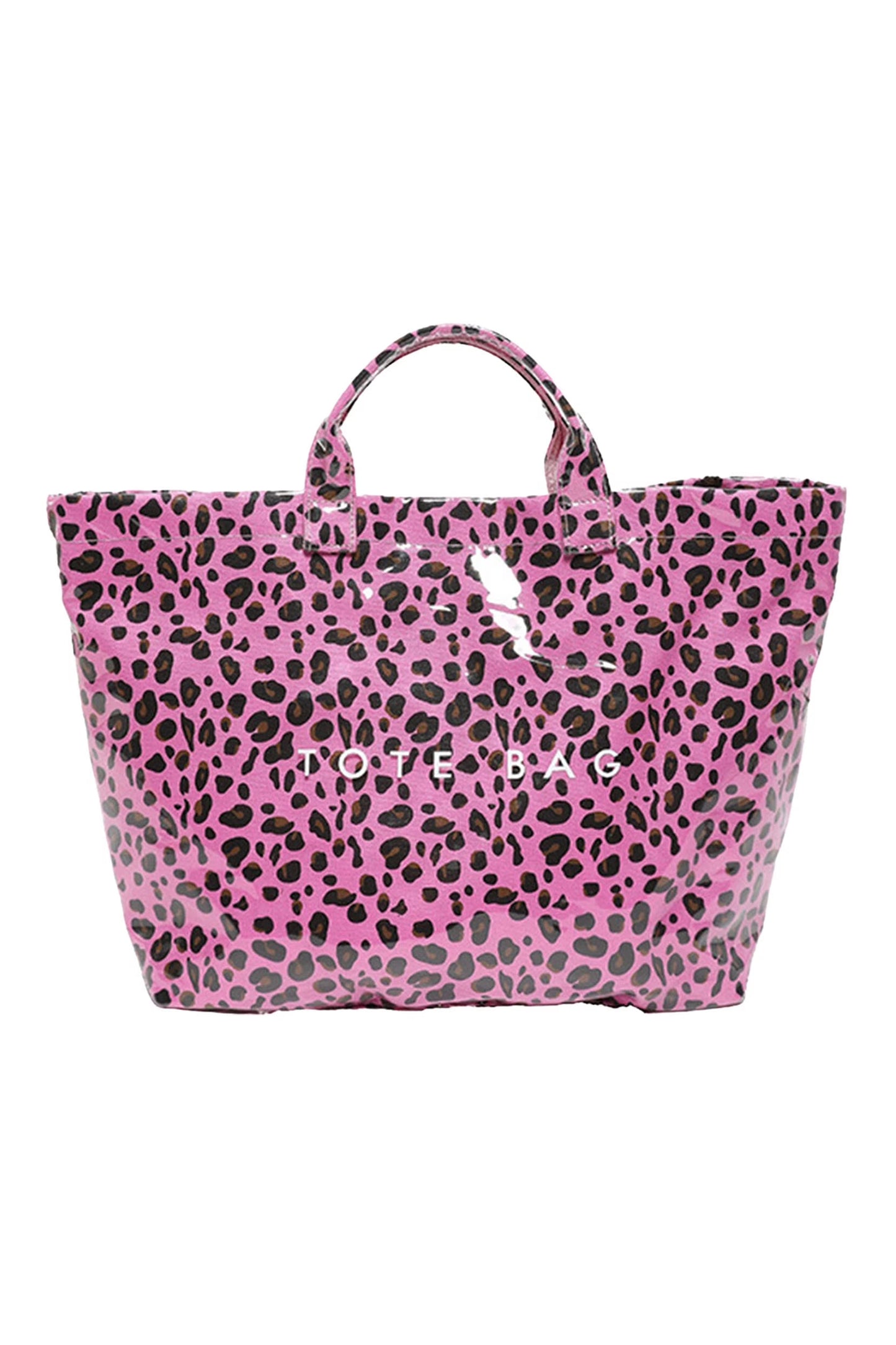 Rose Red Leopard PU Leather Water Proof Tote Bag