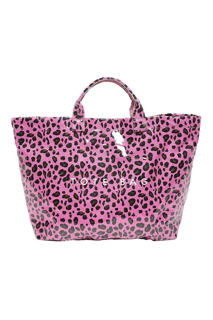 Rose Red Leopard PU Leather Water Proof Tote Bag