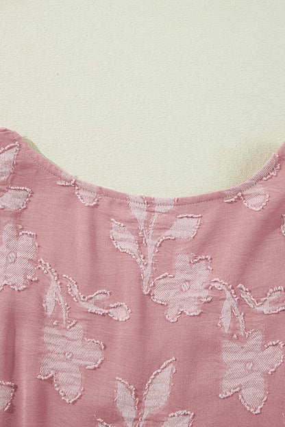 Robe grande taille à volants et col en V à imprimé floral et fleurs de pêcher