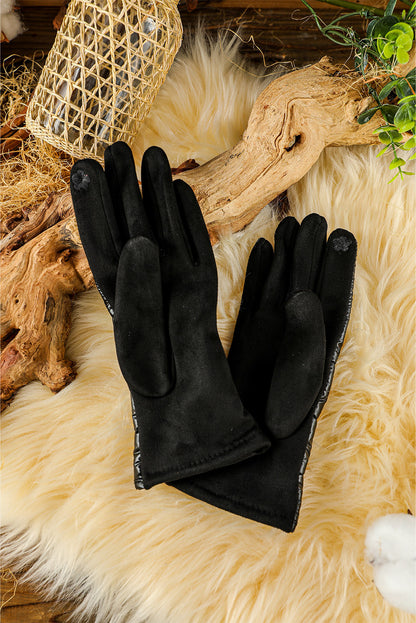 Gray Shiny Touch Screen Cycling Gloves