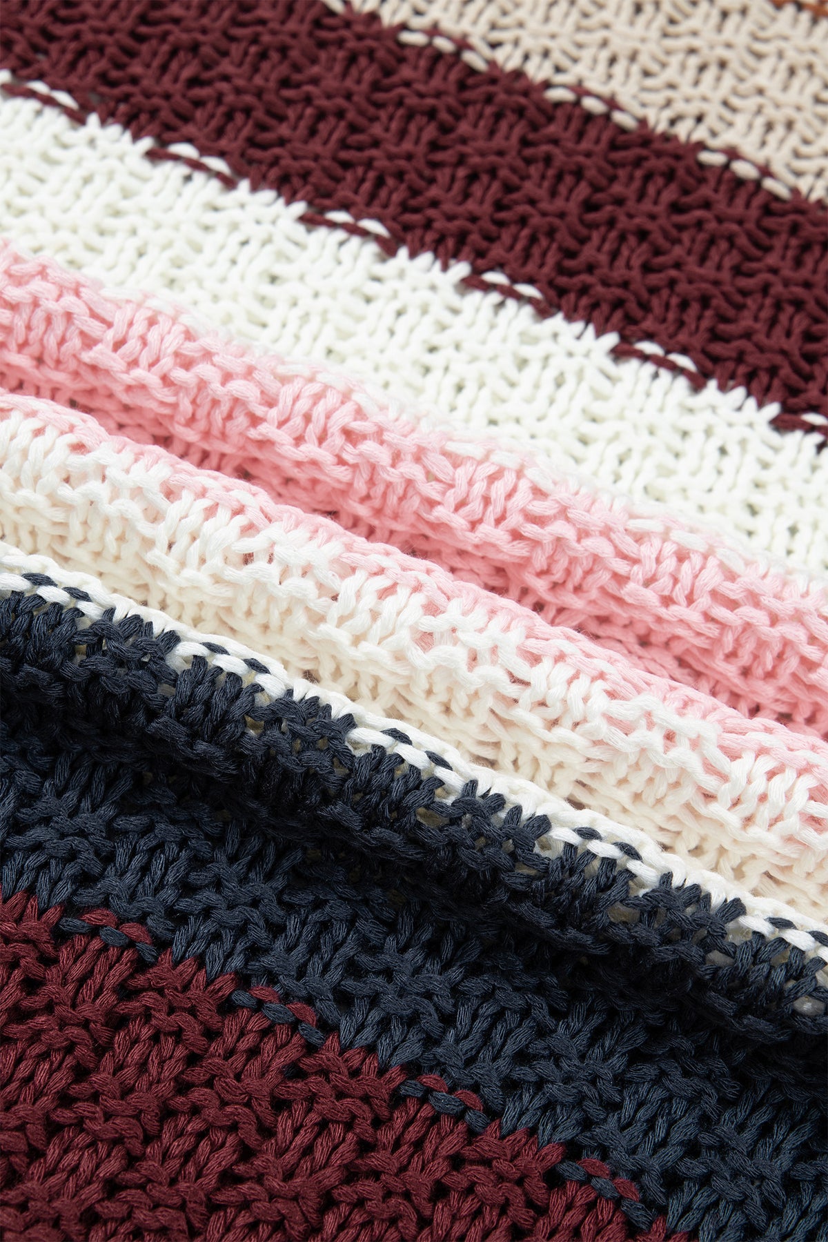 Multicolour Striped Knit Dropped Shoulder Round Neck Pullover Sweater
