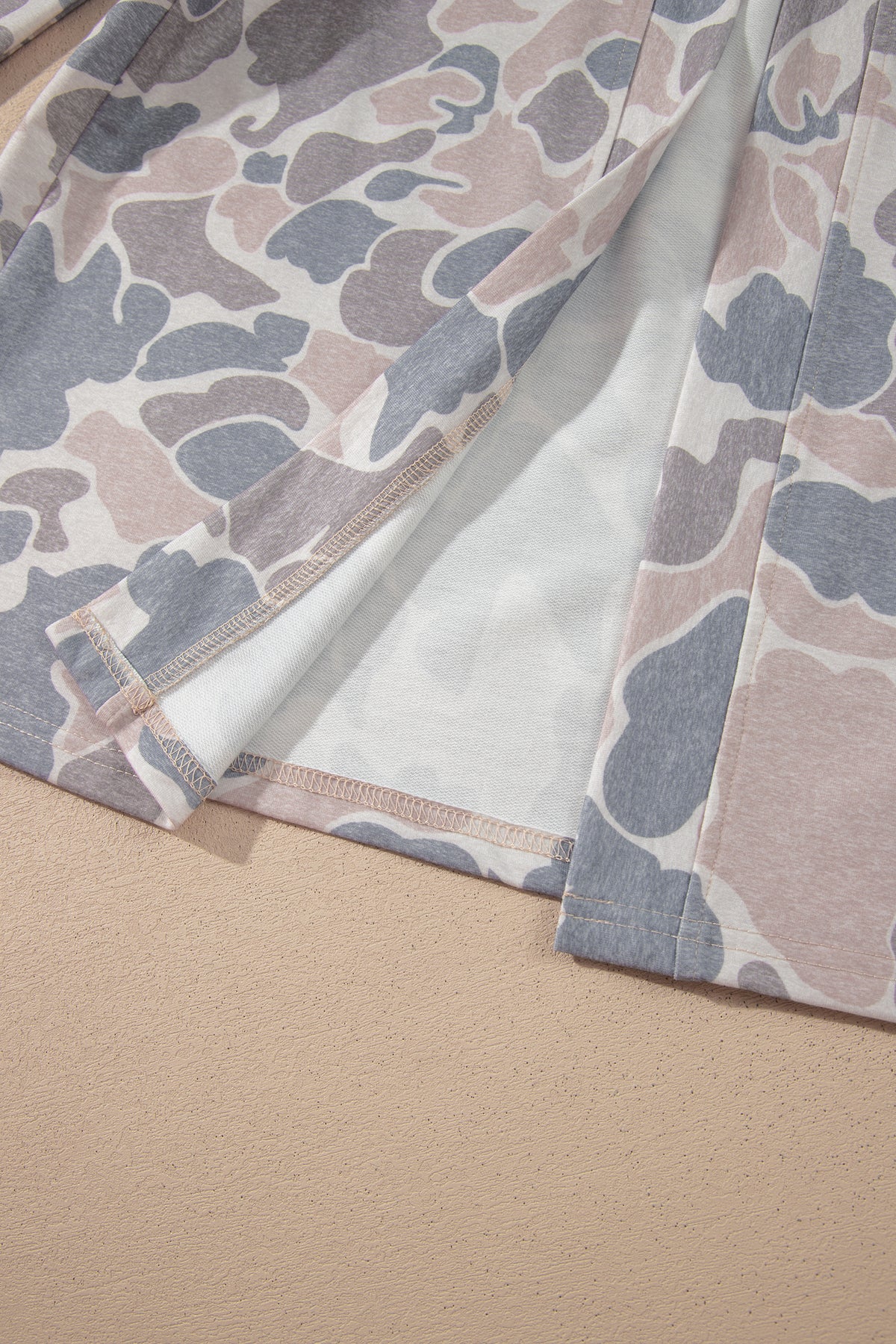 Multicolour Camouflage Print Long Sleeve Open Front Tunic Cardigan