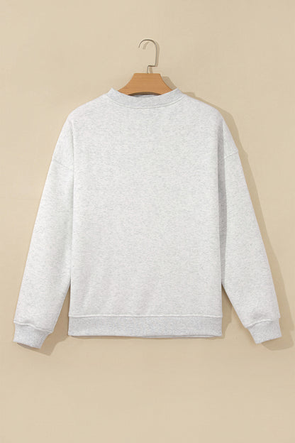 Light Grey High Neck Ribbed Cuff Hem Sweatshirt