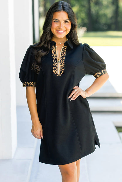 black shift mini dress Black Faux Leather Contrast Trim Mini Shift Dress
