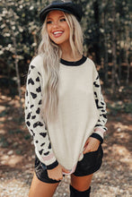 Leopard Sleeves Contrast Neckline Drop Shoulder Sweater