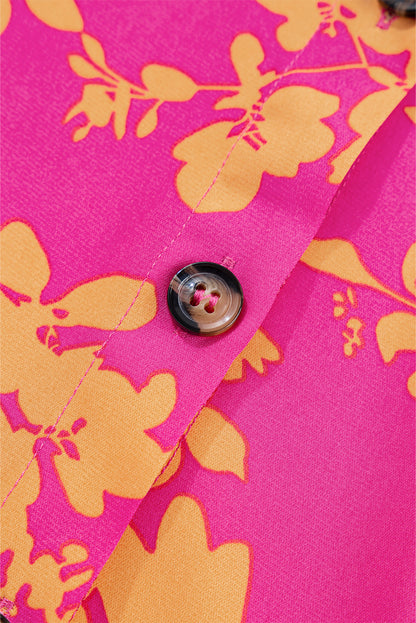 Robe courte fluide à imprimé floral rose avec cordon de serrage