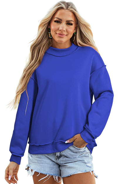 Bluing Oversize Drop Shoulder Reversible Mock Neck Sweatshirt