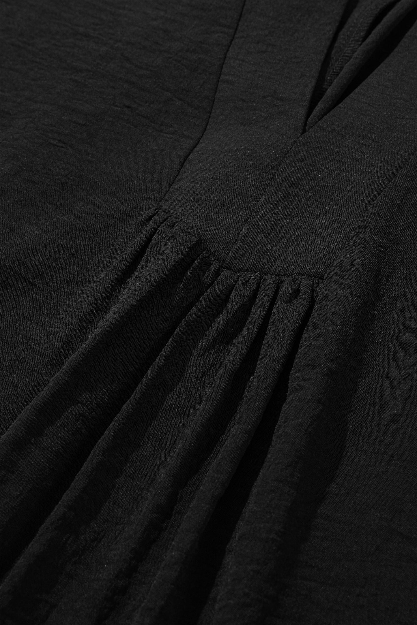 Black Plus Size Solid Color Notched Neck Short Sleeve Loose Dress