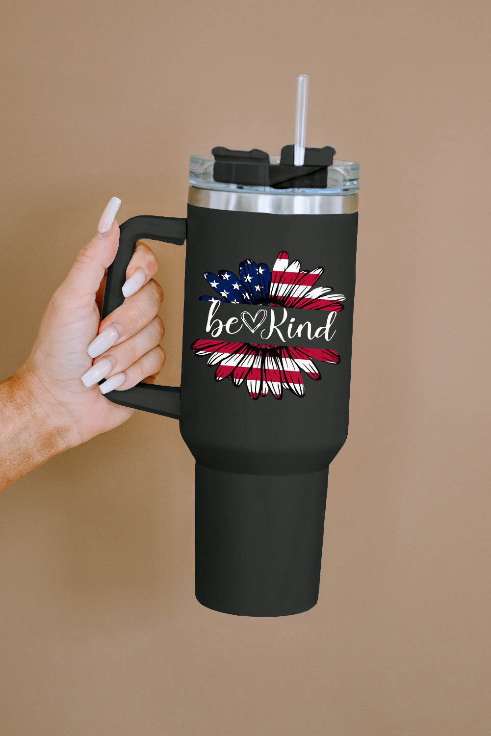 Tasse isotherme en acier inoxydable à imprimé léopard Mama avec poignée 40 oz