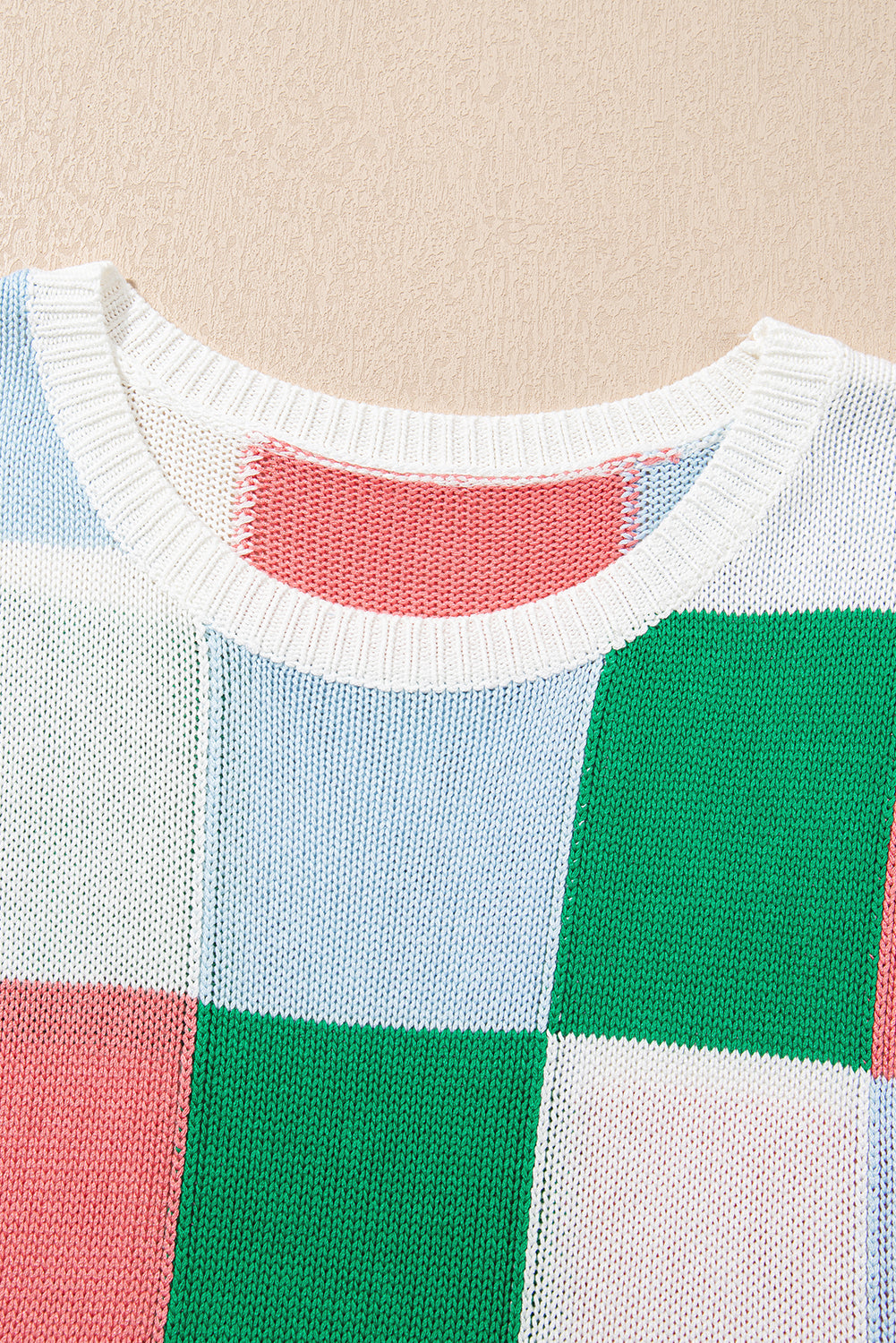 Pull à manches courtes et blocs de couleurs vert foncé