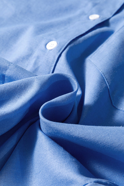 Chemise tunique bleue à poche poitrine boyfriend