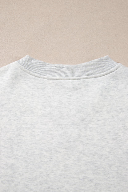 Light Grey High Neck Ribbed Cuff Hem Sweatshirt