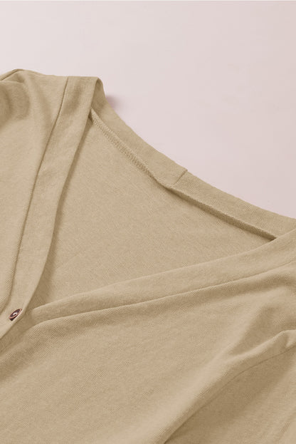 Cardigan ouvert à boutons de couleur unie beige