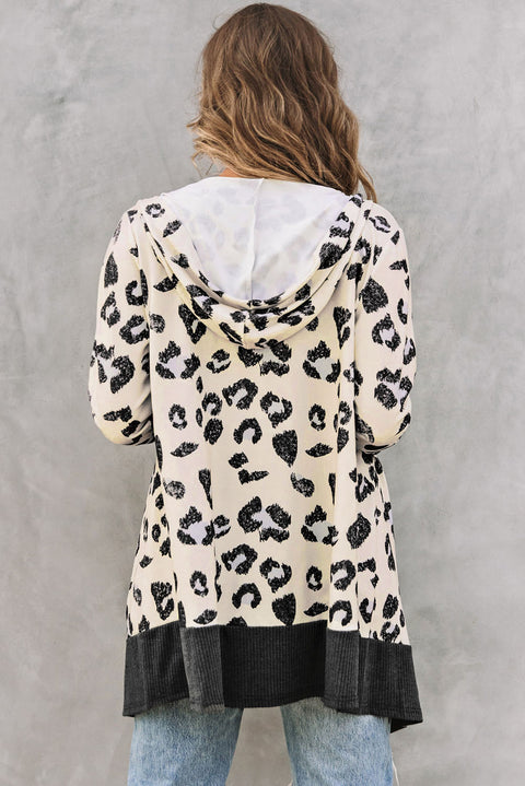 Print Hooded Open Front Cardigan