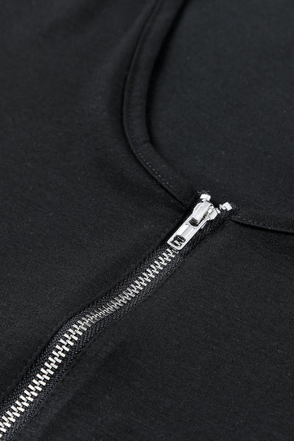 T-shirt à manches courtes et col zippé avec dentelle