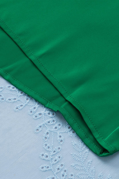 Satin Buttoned Cuffs Puff Sleeve Top