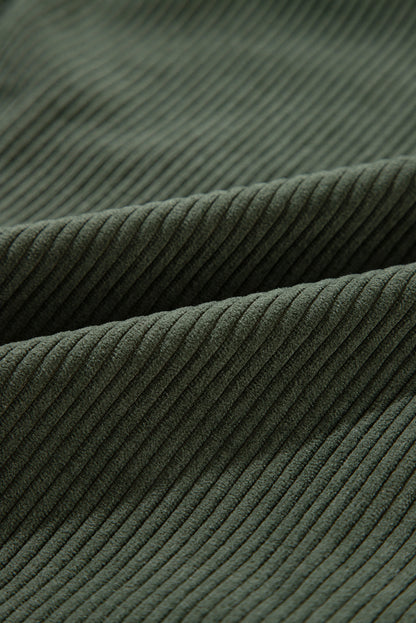 Veste-chemise à capuche surdimensionnée en velours côtelé contrasté vert jungle