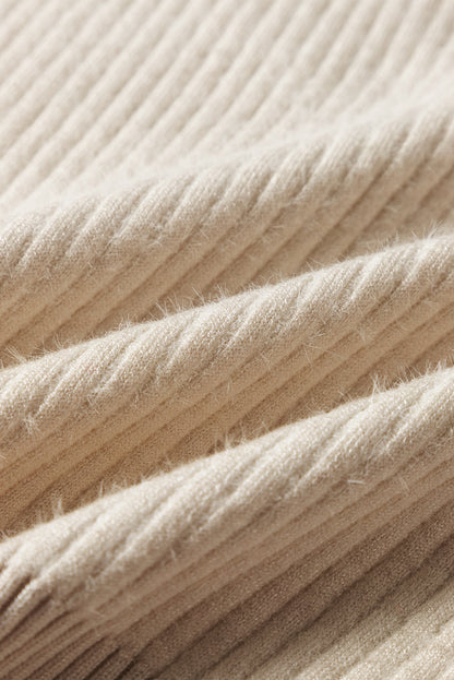 Pull col montant en maille côtelée avec doublure thermique abricot