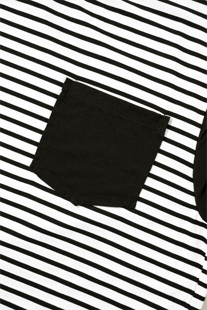 Débardeur noir à rayures et col rond avec poche poitrine
