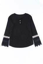 Lace Leopard Splicing Buttoned Knit Top