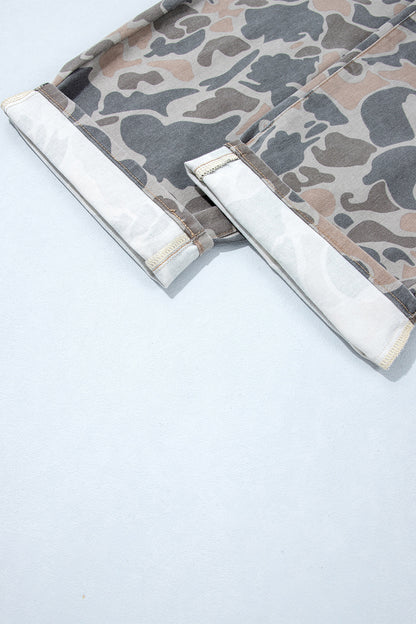 Multicolour Plus Size Camouflage Print High Rise Barrel Jeans