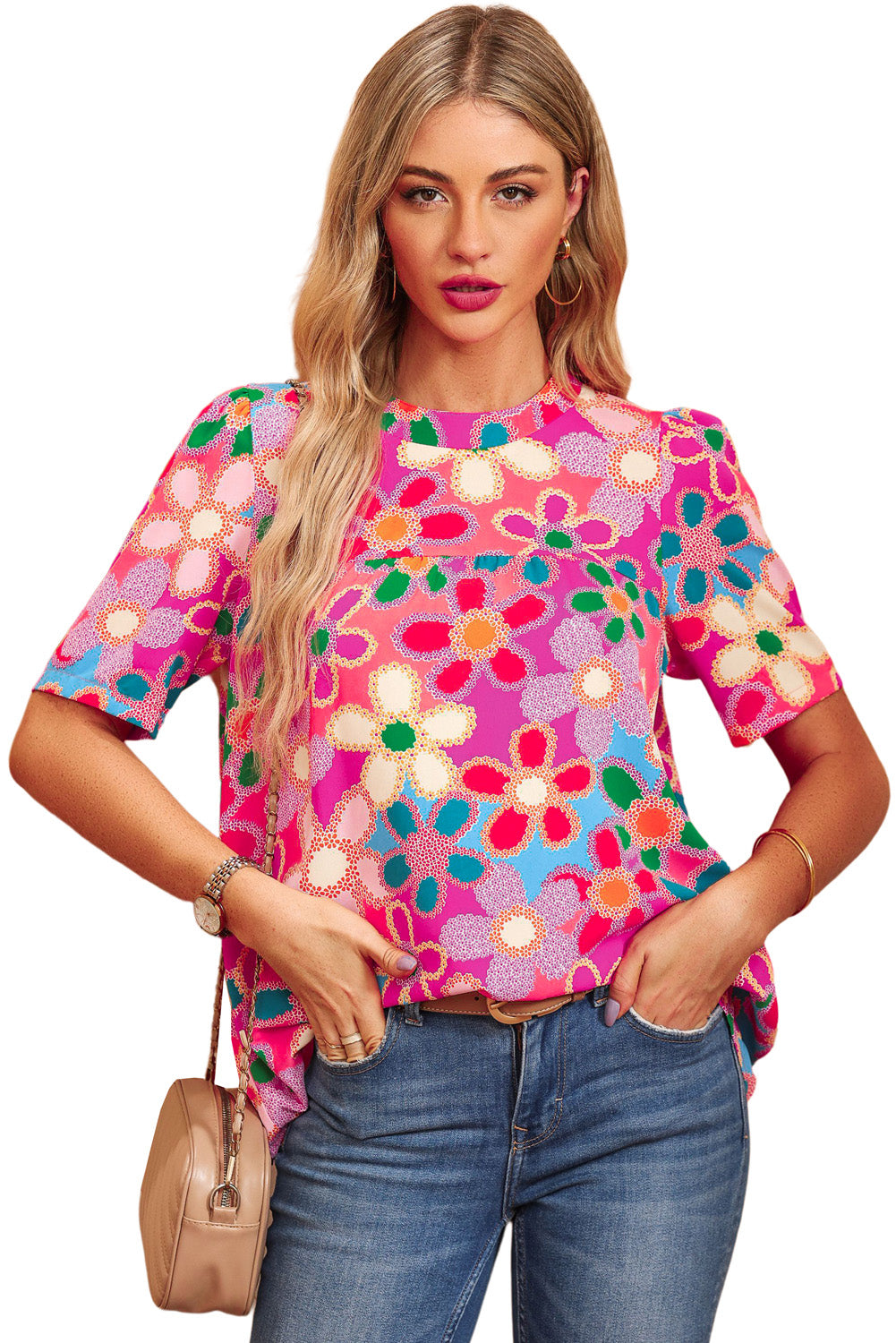 Multicolor Plus Size Floral Embroidered Flutter Sleeve Tank Top
