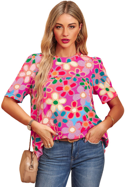 Multicolor Plus Size Floral Embroidered Flutter Sleeve Tank Top