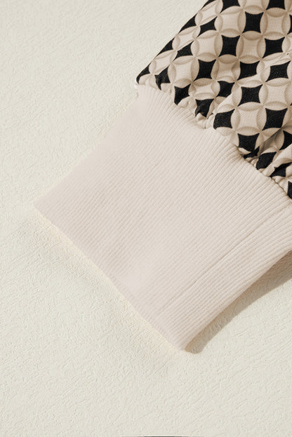 Sweat-shirt noir à col contrasté bicolore grande taille