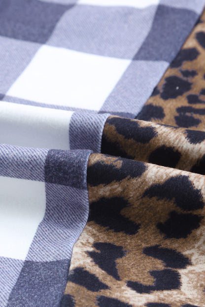 Plaid Patchwork Cowl Neck Sweatshirt