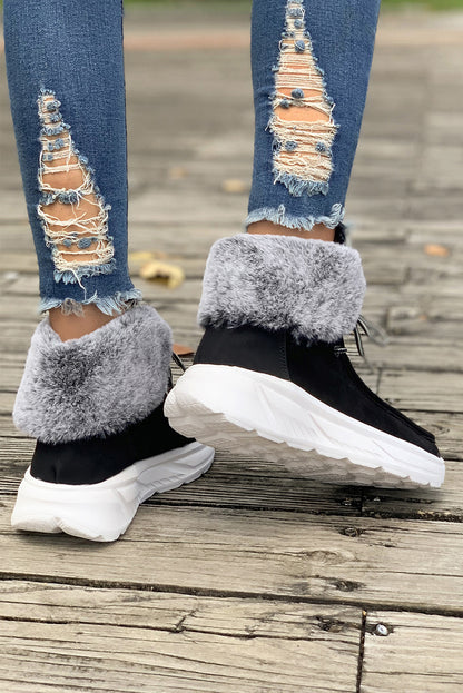 Chestnut Plush Suede Patched Lace Up Ankle Boots